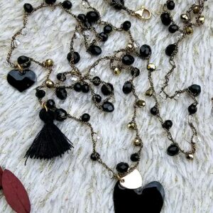 Kit collana uncinetto con cuore obliquo Nero